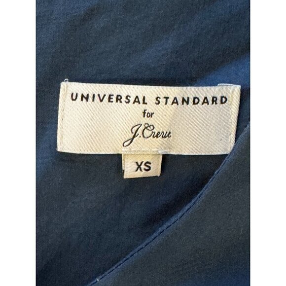 Universal Standard For‎ J Crew Blue Poplin Drop Waist Ruffle Hem Dress Size XS - Picture 10 of 11